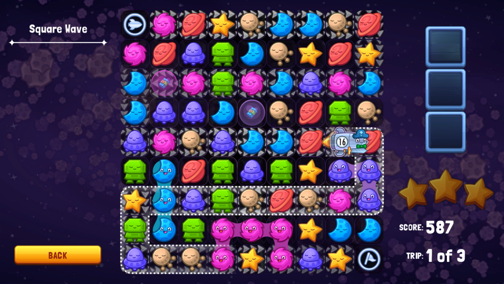 Your ship’s path lights up as you go.